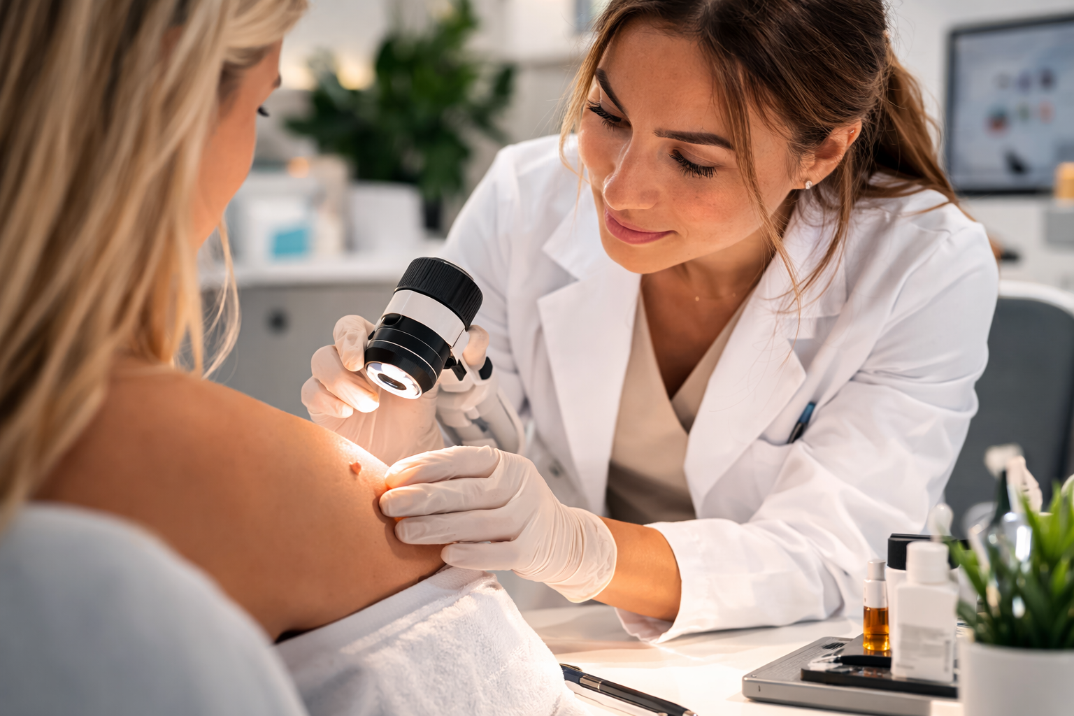 Lekarz dermatolog przy pracy